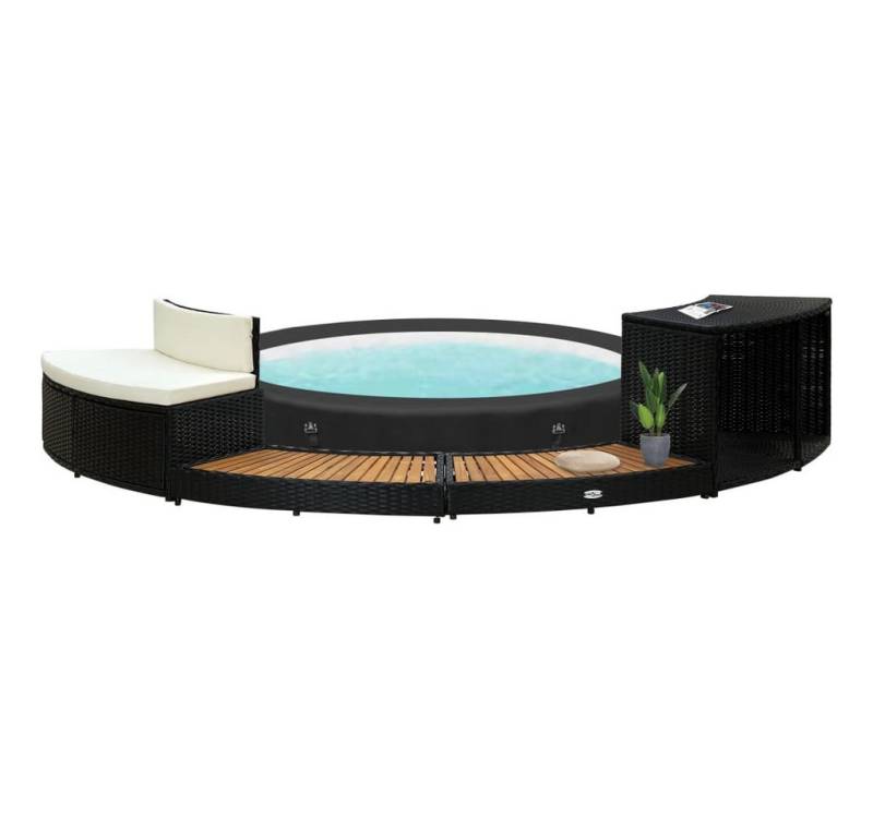vidaXL Poolleiter Whirlpool-Umrandung Schwarz Polyrattan und Akazienholz von vidaXL
