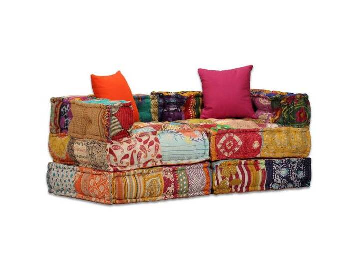 vidaXL Pouf, 2-Sitzer Modularer Pouf Patchwork Stoff vidaXL Pouf, 2-Sitzer Modularer Pouf Patchwork Stoff von vidaXL