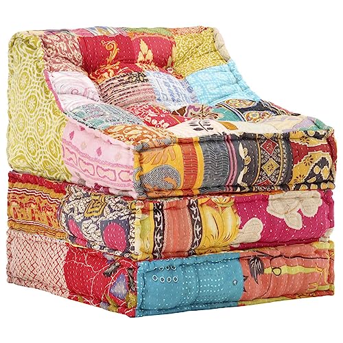 vidaXL Pouf Modular Sitzpouf Sitzpuff Schlafsofa Bodenkissen Sitzkissen Sitzhocker Lounge Sessel Ottomane Hocker Patchwork Stoff 60x70x76cm von vidaXL