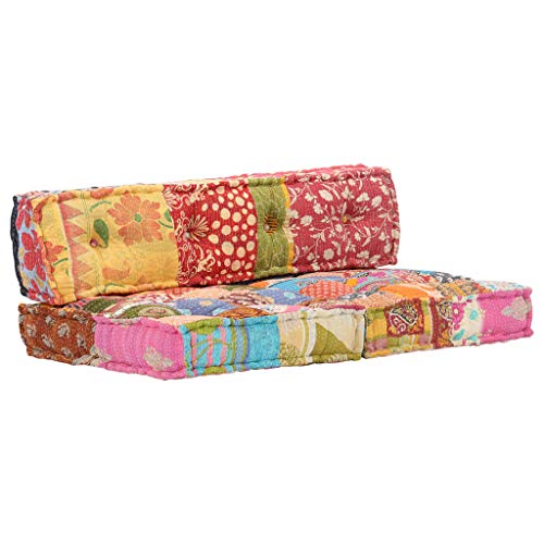 vidaXL Pouf Sitzpouf Palettenkissen Palettenauflage Sitzkissen Palettenpolster Bodenkissen Palettensofa Paletten Polster Kissen Auflage Patchwork Stoff von vidaXL