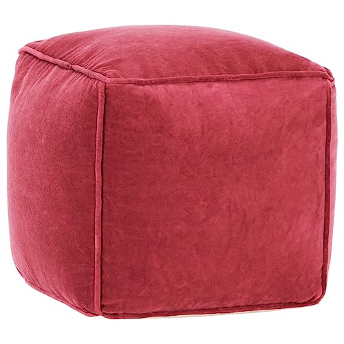 vidaXL Pouf Sitzpouf Sitzhocker Fußhocker Sitzpuff Hocker Polsterhocker Ottoman Fußbank Sitzwürfel Puff 40x40x40cm Rot Baumwollsamt von vidaXL