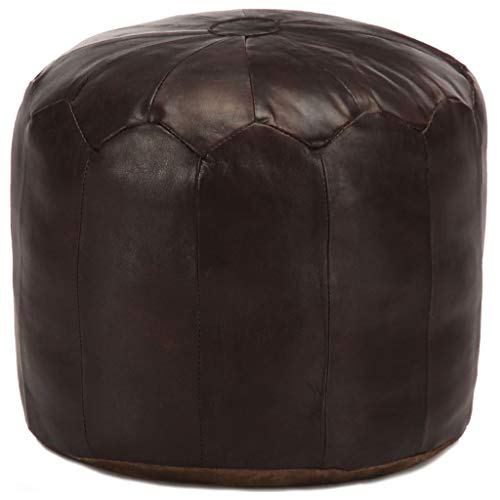 vidaXL Pouf Sitzpouf Sitzhocker Sitzpuff Puff Fußbank Fußhocker Bodenkissen Sitzkissen Kissen Hocker Ottoman Dunkelbraun 40x35cm Echtes Ziegenleder von vidaXL