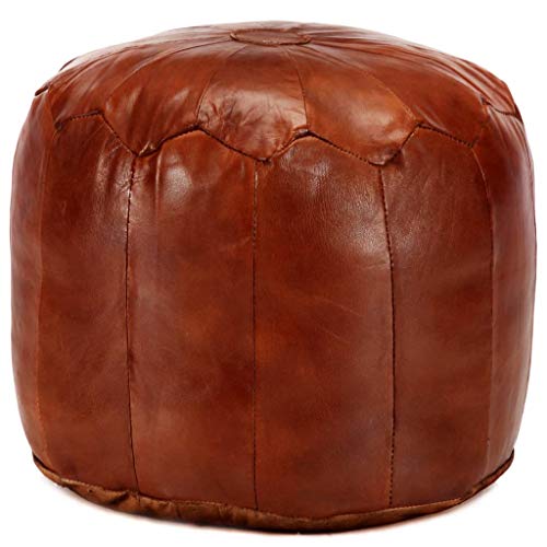 vidaXL Pouf Sitzpouf Sitzhocker Sitzpuff Puff Fußbank Fußhocker Bodenkissen Sitzkissen Kissen Hocker Ottoman Hellbraun 40x35cm Echtes Ziegenleder von vidaXL