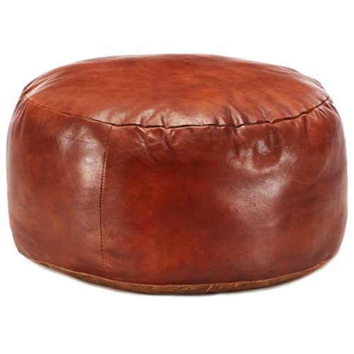 vidaXL Pouf Sitzpouf Sitzhocker Sitzpuff Puff Fußbank Fußhocker Bodenkissen Sitzkissen Kissen Hocker Ottoman Hellbraun 60x30cm Echtes Ziegenleder von vidaXL