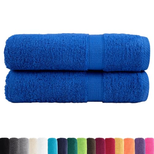 vidaXL Premium Duschtücher 2 STK., Badetücher Saugfähig, Saunatuch mit Schlaufen, Duschtuch Gästetücher Handtücher, Blau 70x140cm 600g/m² 100% Baumwolle vidaXL Premium Duschtücher 2 STK., Badetücher Saugfähig, Saunatuch mit Schlaufen, Duschtuch Gästetücher Handtücher, Blau 70x140cm 600g/m² 100% Baumwolle von vidaXL