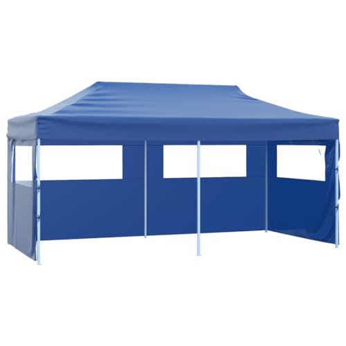 vidaXL Profi Partyzelt Faltbar mit 4 Seitenwänden Wasserbeständig Pavillon Festzelt Gartenzelt Bierzelt Faltpavillon Garten 3x6m Stahl Blau von vidaXL