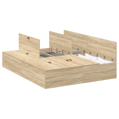 vidaXL Queen Size Stauraum Bettgestell Massivholz Eiche Sonoma Finish Moderner Stil Reichlich Stauraum Für Effizi Ente Schlafzimmernutzung Geeignet Für 160 X 200 cm Matratze Robustes Elegantes Design vidaXL Queen Size Stauraum Bettgestell Massivholz Eiche Sonoma Finish Moderner Stil Reichlich Stauraum Für Effizi Ente Schlafzimmernutzung Geeignet Für 160 X 200 cm Matratze Robustes Elegantes Design von vidaXL