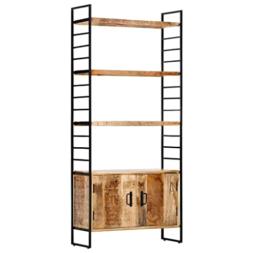 vidaXL Raues Mangoholz Bücherregal 4 Ebenen 2 Türen 3 Fachböden Standregal Wandregal Aktenregal Holzregal Bücherschrank 80x30x180cm vidaXL Raues Mangoholz Bücherregal 4 Ebenen 2 Türen 3 Fachböden Standregal Wandregal Aktenregal Holzregal Bücherschrank 80x30x180cm von vidaXL