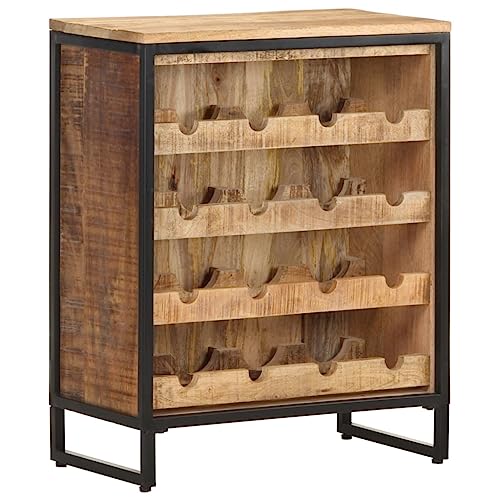 vidaXL Raues Mangoholz Weinschrank für 16 Flaschen Weinregal Flaschenregal Weinständer Flaschenständer Flaschenhalter Regal 62x33x78,5cm von vidaXL