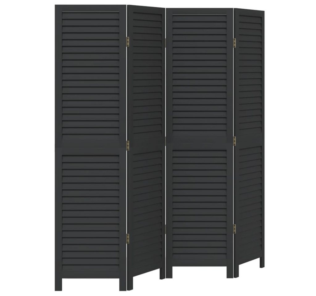 vidaXL Raumteiler, 4-tlg. Paravent Schwarz Massivholz Paulownia von vidaXL