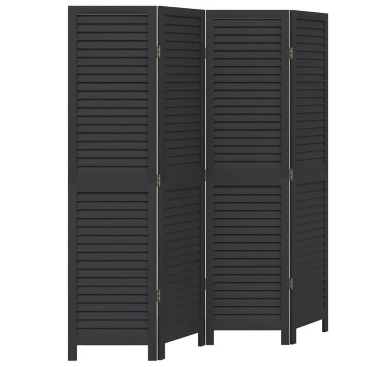 vidaXL Raumteiler, 4-tlg. Paravent Schwarz Massivholz Paulownia von vidaXL