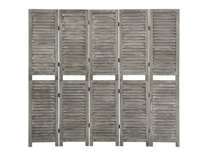 vidaXL Raumteiler 5-tlg. Raumteiler Grau 179x166 cm Massivholz, 1-tlg., grau von vidaXL