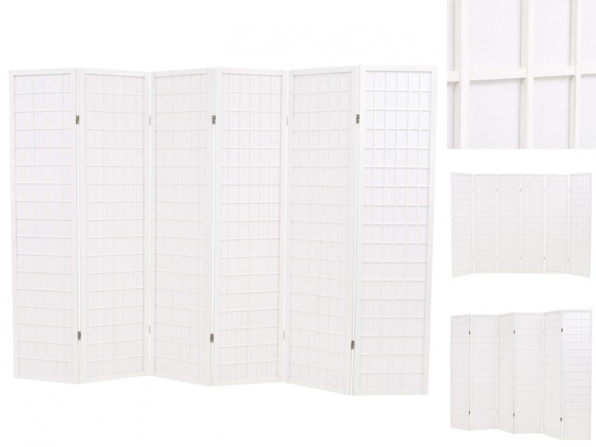 vidaXL Raumteiler 6-tlg Raumteiler Japanischer Stil Klappbar 240 x 170 cm Weiß von vidaXL