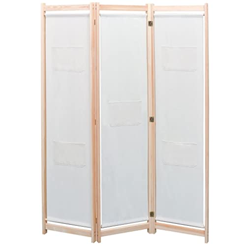 vidaXL Raumteiler Freistehend Klappbar Trennwand Paravent Umkleide Sichtschutz Spanische Wand Raumtrenner Creme 120x170x4cm Stoff 3-TLG. von vidaXL