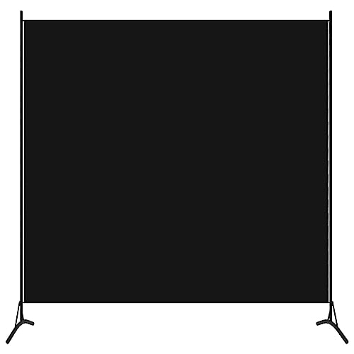 vidaXL Raumteiler Freistehend Trennwand Paravent Umkleide Sichtschutz Spanische Wand Raumtrenner 1-TLG. Schwarz 175x180cm Eisen Stoff von vidaXL