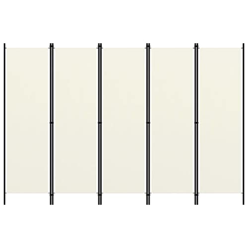 vidaXL Raumteiler Klappbar Freistehend Trennwand Paravent Umkleide Sichtschutz Spanische Wand Raumtrenner 5-TLG. Weiß 250x180cm Eisen Stoff von vidaXL