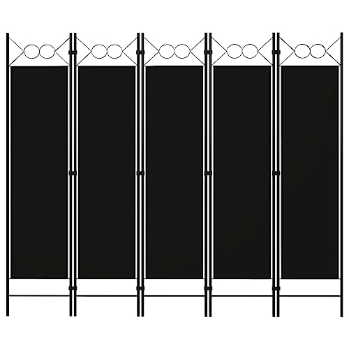vidaXL Raumteiler Klappbar Freistehend Trennwand Paravent Umkleide Sichtschutz Spanische Wand Raumtrenner 5-TLG. Schwarz 200x180cm Eisen Stoff vidaXL Raumteiler Klappbar Freistehend Trennwand Paravent Umkleide Sichtschutz Spanische Wand Raumtrenner 5-TLG. Schwarz 200x180cm Eisen Stoff von vidaXL