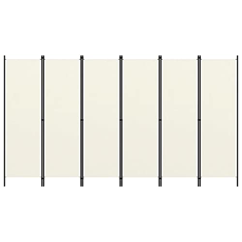 vidaXL Raumteiler Klappbar Freistehend Trennwand Paravent Umkleide Sichtschutz Spanische Wand Raumtrenner 6-TLG. Weiß 300x180cm Eisen Stoff von vidaXL
