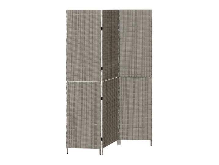 vidaXL Raumteiler Raumteiler 3 Panels Faltbar Grau 147x180 cm Poly Rattan, 1-tlg., grau, Rattan, Grau von vidaXL