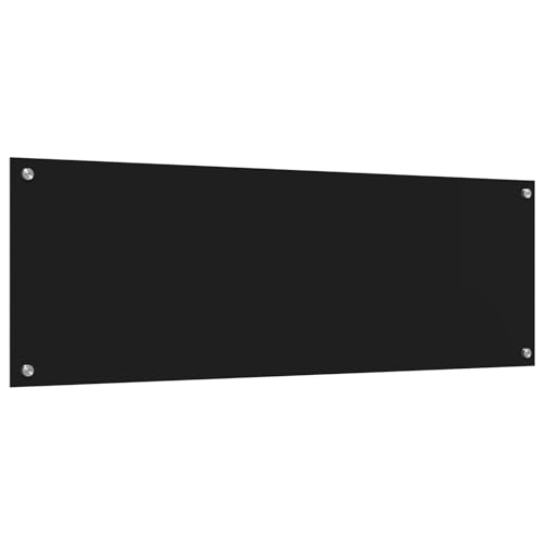 vidaXL Rechteckiger temperierter Glas-Küchenspiegel 120 x 40 cm Schwarz Hitzebeständig Glatte Oberfläche Modern Innenbereich Langlebige Dekorationsabdeckung Wandschutz Stylisches Design von vidaXL