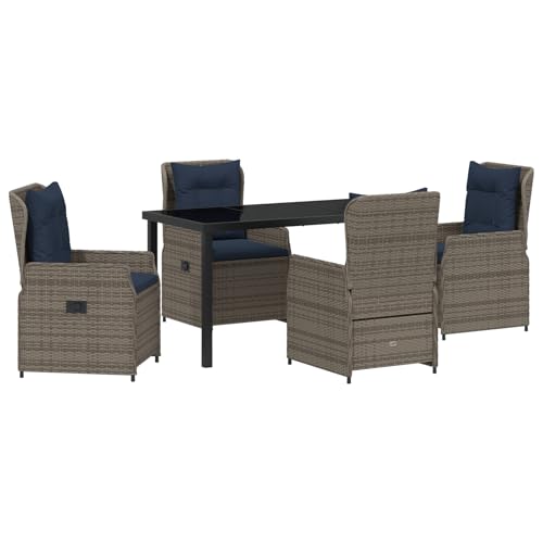 vidaXL 5-teiliges Garten-ESS-Set Grau Poly-Rattan von vidaXL