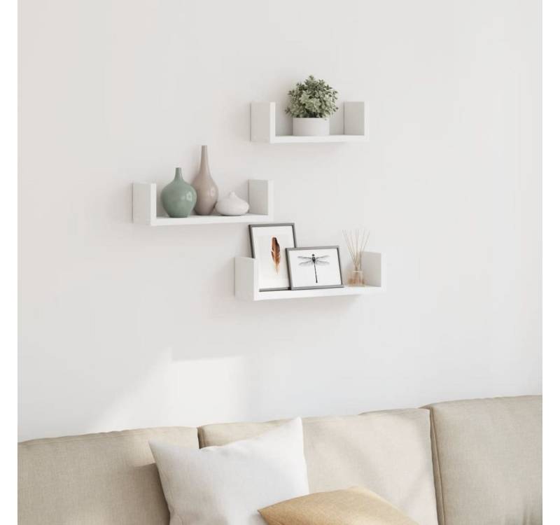 vidaXL Regal, Wandregal 3 Stk. Weiß Holzwerkstoff von vidaXL