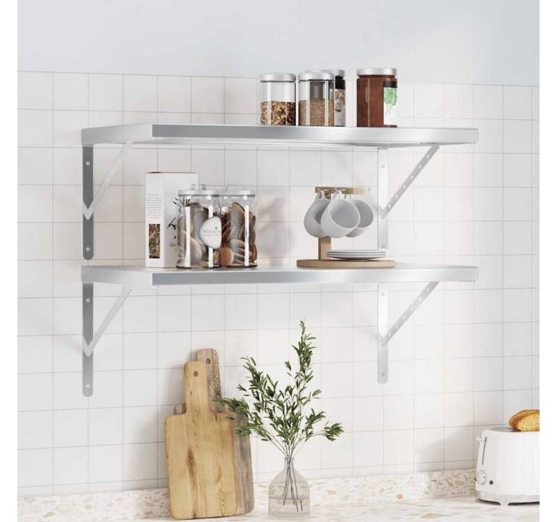 vidaXL Regal, Wandregale 2 Stk. 75x40x3 cm Silbern Edelstahl von vidaXL