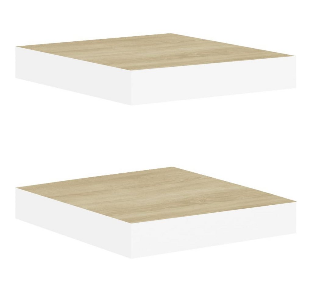 vidaXL Regal Schweberegale 2 Stk. Eichen-Optik und Weiß 23x23,5x3,8 cm MDF, 2-tlg. von vidaXL