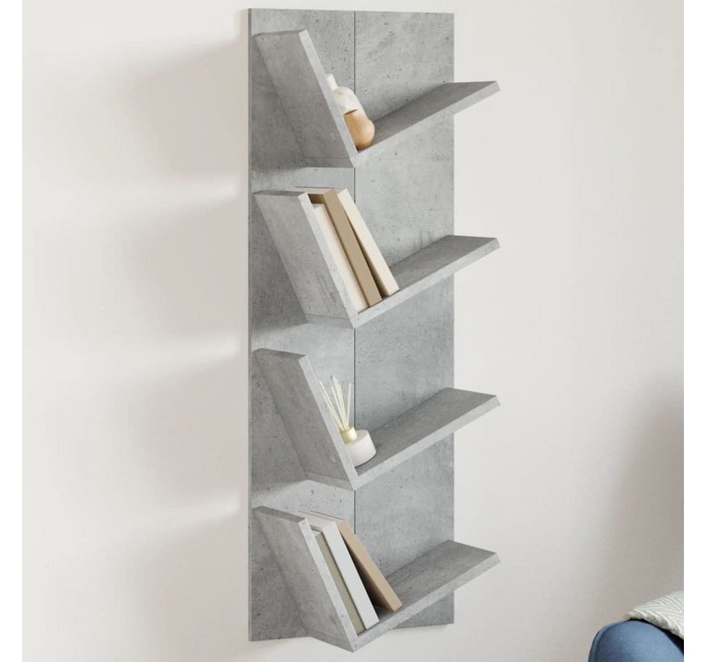 vidaXL Regal Wand-Bücherregal mit 4 Fächern Betongrau 33x16x90 cm, 1-tlg. von vidaXL