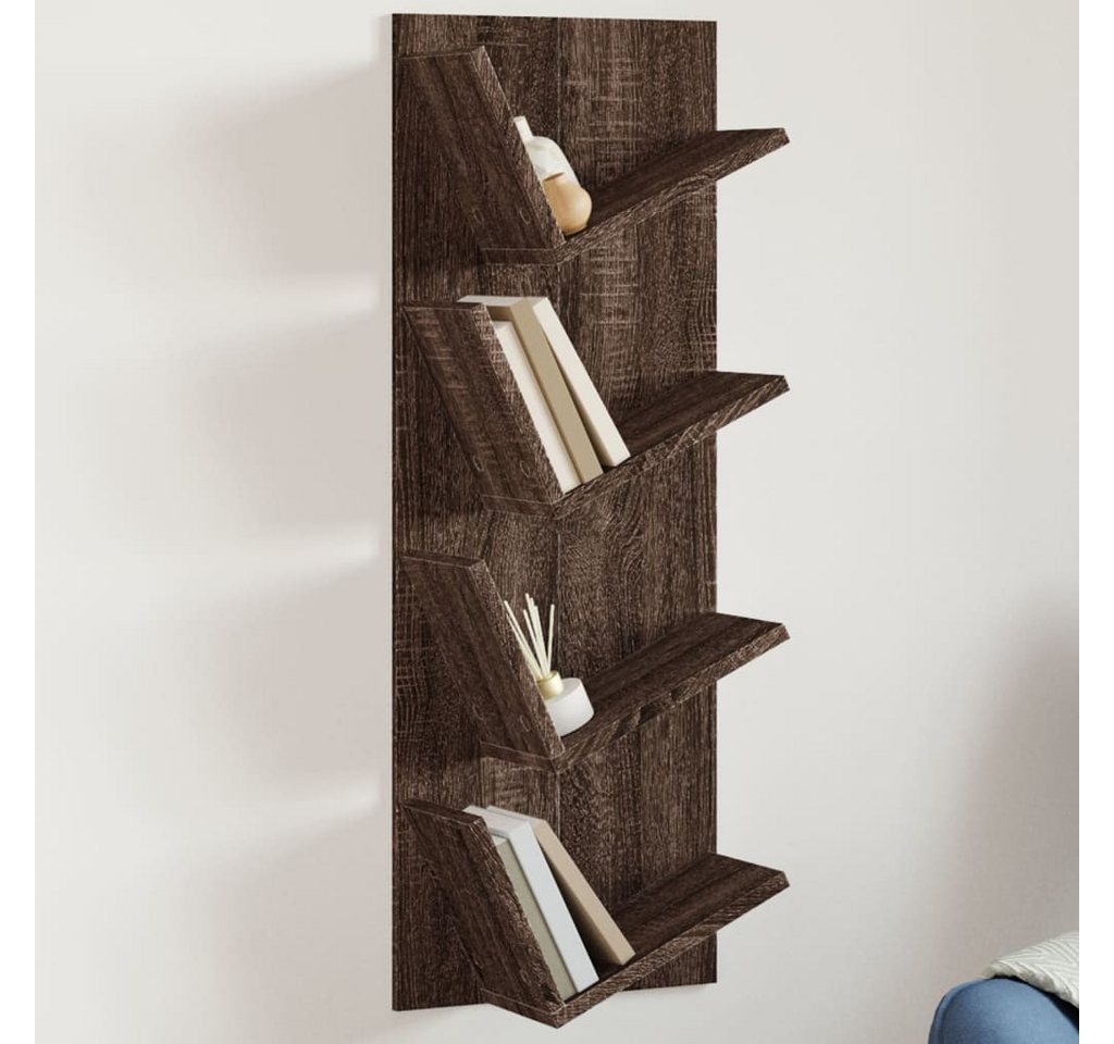 vidaXL Regal Wand-Bücherregal mit 4 Fächern Braun Eichen-Optik 33x16x90 cm, 1-tlg. von vidaXL