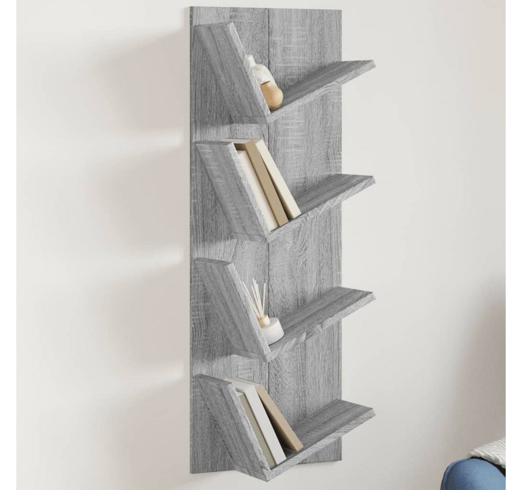 vidaXL Regal Wand-Bücherregal mit 4 Fächern Grau Sonoma 33x16x90 cm, 1-tlg. von vidaXL