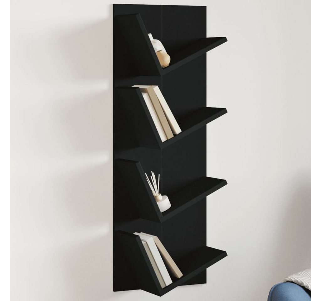 vidaXL Regal Wand-Bücherregal mit 4 Fächern Schwarz 33x16x90 cm von vidaXL