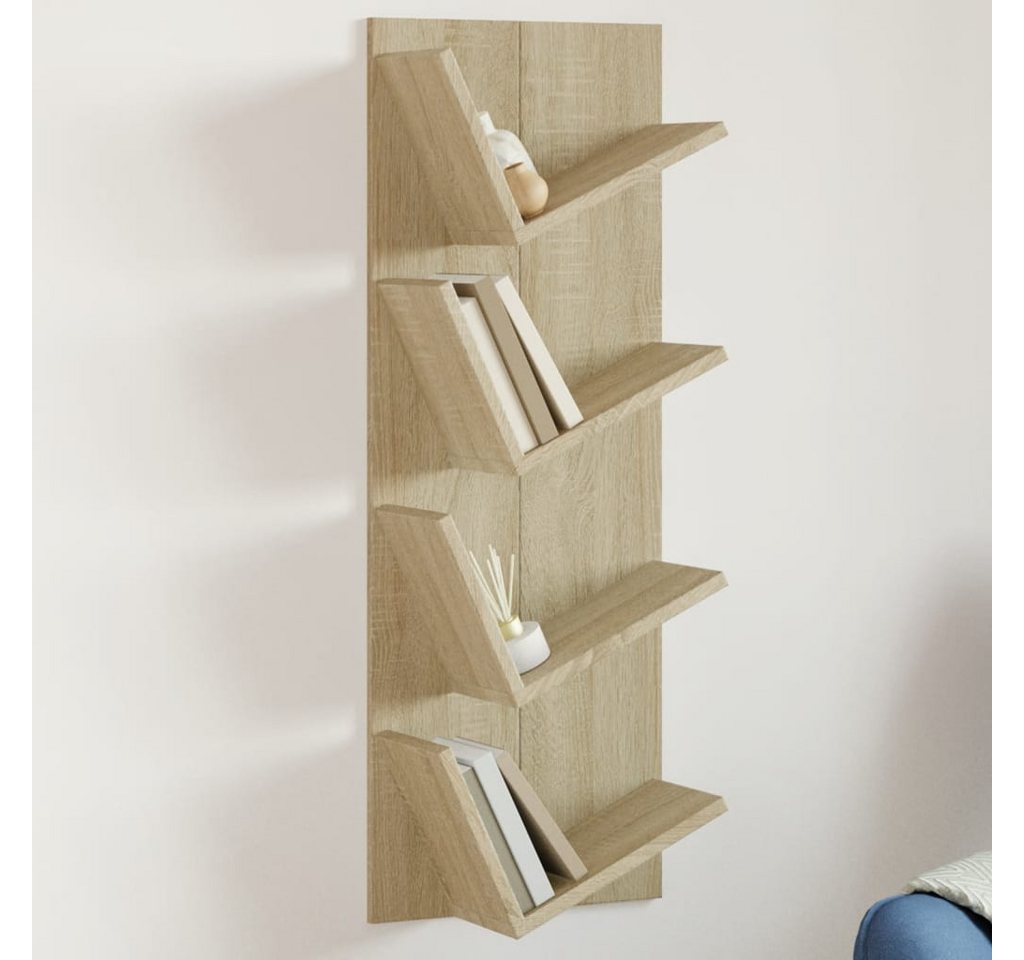 vidaXL Regal Wand-Bücherregal mit 4 Fächern Sonoma-Eiche 33x16x90 cm, 1-tlg. von vidaXL