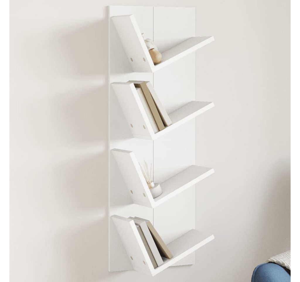 vidaXL Regal Wand-Bücherregal mit 4 Fächern Weiß 33x16x90 cm, 1-tlg. von vidaXL