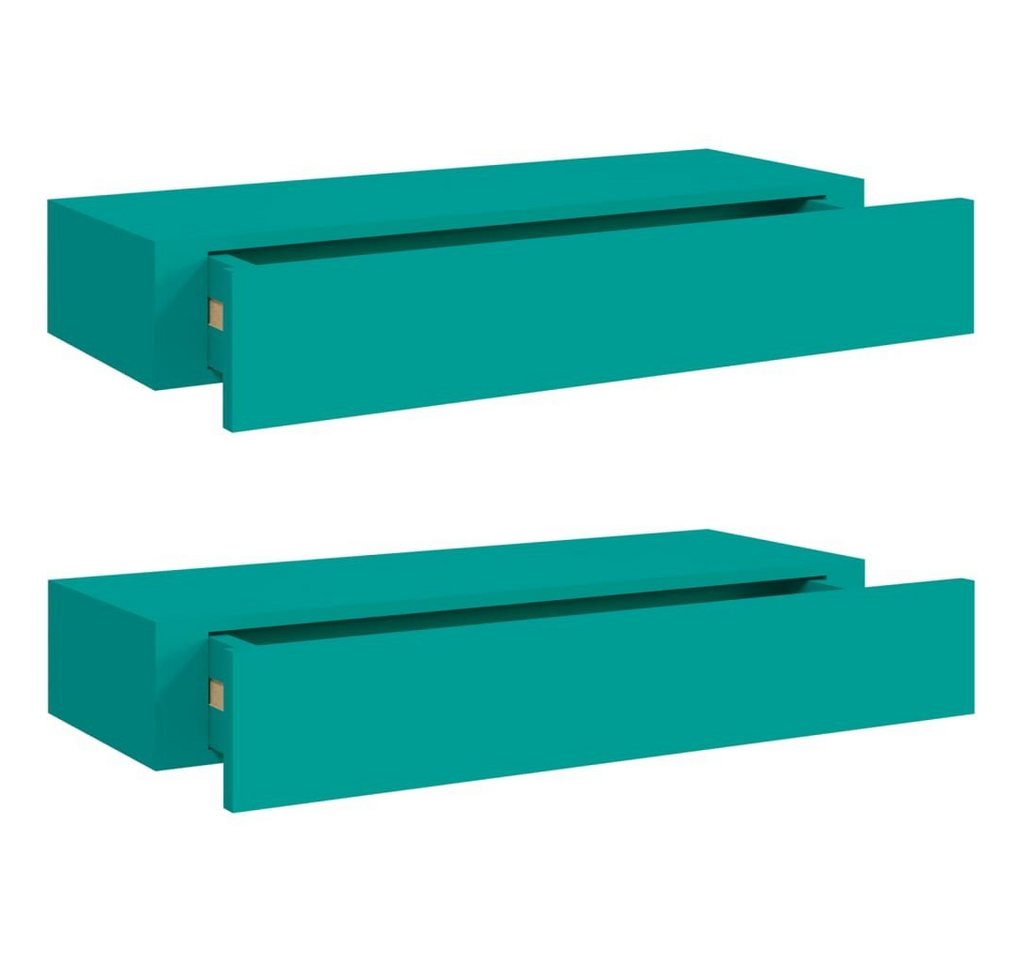 vidaXL Regal Wandregale mit Schubladen 2 Stk. Blau 60x23,5x10 cm MDF, 2-tlg. von vidaXL