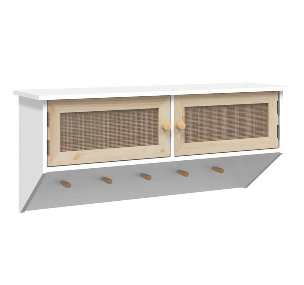 vidaXL Regal Wandgarderobe Weiß Holzwerkstoff und Rattan Natur, 1-tlg. von vidaXL