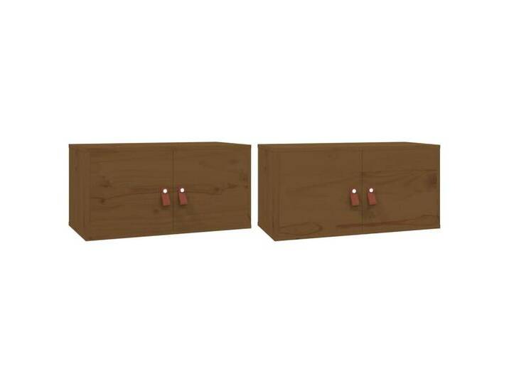 vidaXL Regal Wandschränke 2 Stk. Honigbraun 60x30x30 cm Massivholz Kiefer, 2-tlg., braun, Honigbraun von vidaXL