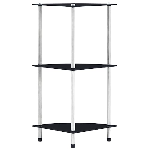 vidaXL Regal mit 3 Ablagen Vitrine Glasregal Dekoregal Sammlervitrine Standregal Glasvitrine Bücherregal Vitrinenschrank Glas Schwarz 30x30x67 cm Hartglas von vidaXL