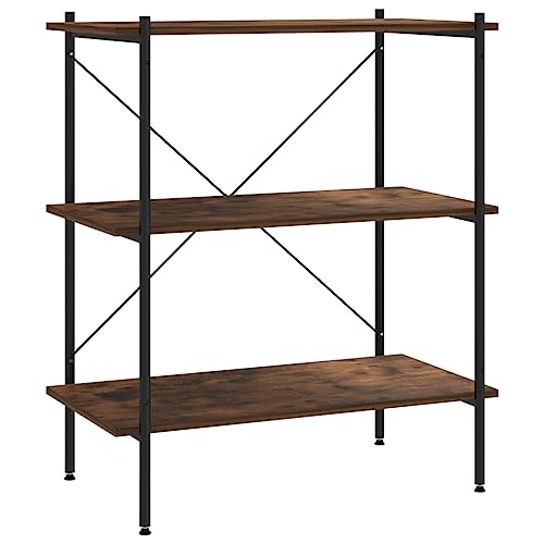 vidaXL Regal mit 3 Böden Bücherregal Standregal Büroregal Haushaltsregal Aufbewahrung Wandregal Aktenregal Lagerregal Schwarz Dunkles Holz 80x40x92cm von vidaXL