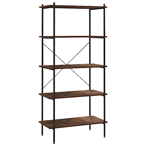 vidaXL Regal mit 5 Böden Bücherregal Standregal Büroregal Haushaltsregal Aufbewahrung Wandregal Aktenregal Lagerregal Schwarz Dunkles Holz 80x40x163cm von vidaXL