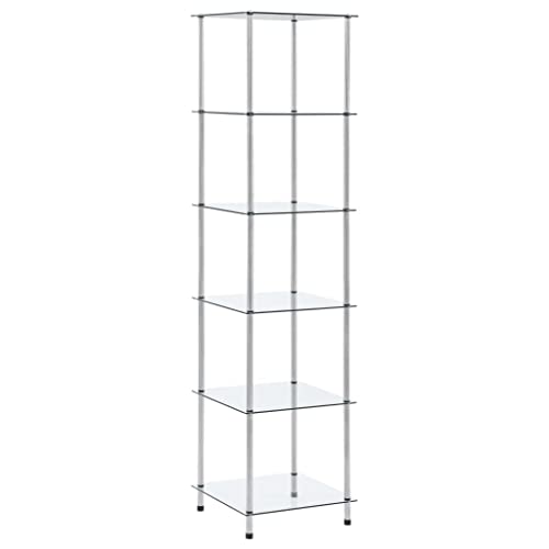 vidaXL Regal mit 6 Ablagen Vitrine Glasregal Dekoregal Sammlervitrine Standregal Glasvitrine Bücherregal Vitrinenschrank Transparent 40x40x160 cm Hartglas von vidaXL