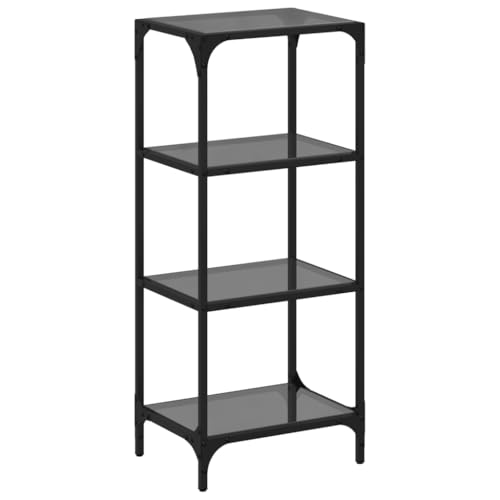 vidaXL Regal mit Glasböden, Bücherregal mit Stauraum, Standregal für Wohnzimmer Schlafzimmer, Wandregal Beistellregal, Schwarz Stahl vidaXL Regal mit Glasböden, Bücherregal mit Stauraum, Standregal für Wohnzimmer Schlafzimmer, Wandregal Beistellregal, Schwarz Stahl von vidaXL