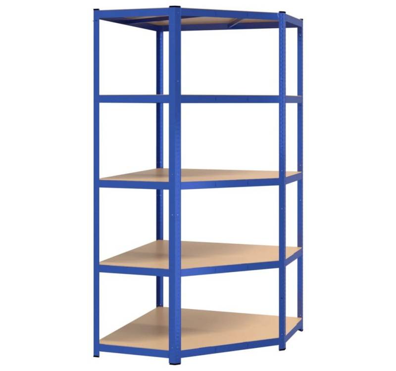 vidaXL Regal, Eckregal mit 5 Böden Blau Stahl & Holzwerkstoff von vidaXL