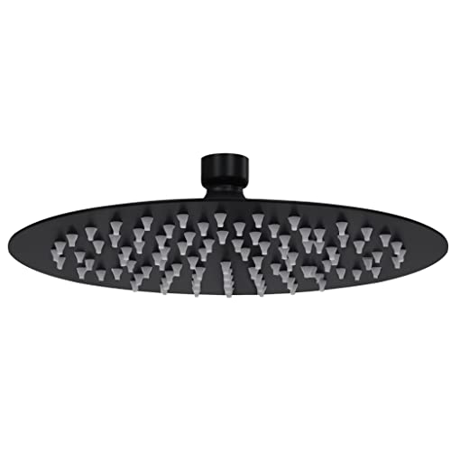 vidaXL Regenbrause Anti-Kalk-Düsen Brausekopf Duschkopf Kopfbrause Regendusche Duschbrause Wand Decke Edelstahl 20cm Rund Schwarz Silikon von vidaXL