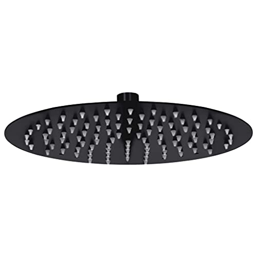 vidaXL Regenbrause Anti-Kalk-Düsen Brausekopf Duschkopf Kopfbrause Regendusche Duschbrause Wand Decke Edelstahl 25cm Rund Schwarz Silikon von vidaXL