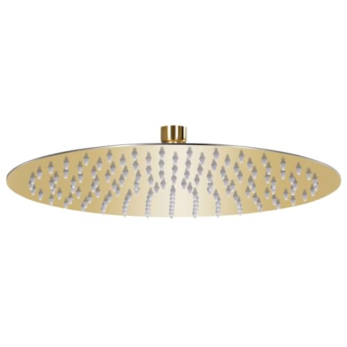 vidaXL Regenbrause Anti-Kalk-Düsen Brausekopf Duschkopf Kopfbrause Regendusche Duschbrause Wand Decke Edelstahl 30cm Rund Golden Silikon von vidaXL