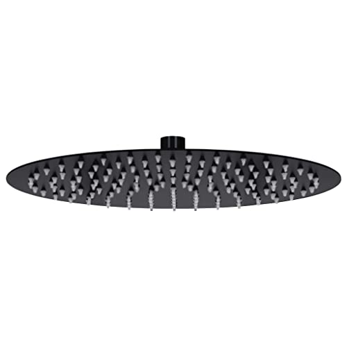 vidaXL Regenbrause Anti-Kalk-Düsen Brausekopf Duschkopf Kopfbrause Regendusche Duschbrause Wand Decke Edelstahl 30cm Rund Schwarz Silikon von vidaXL