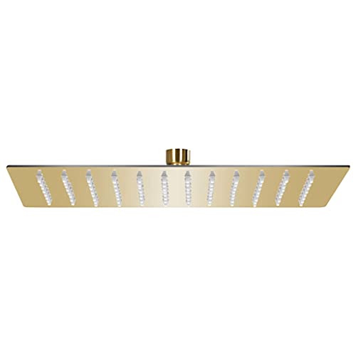 vidaXL Regenbrause Anti-Kalk-Düsen Brausekopf Duschkopf Kopfbrause Regendusche Duschbrause Wand Decke Edelstahl 30x20cm Rechteckig Golden von vidaXL