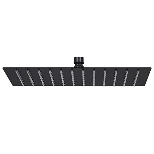 vidaXL Regenbrause Anti-Kalk-Düsen Brausekopf Duschkopf Kopfbrause Regendusche Duschbrause Wand Decke Edelstahl 30x20cm Rechteckig Schwarz von vidaXL