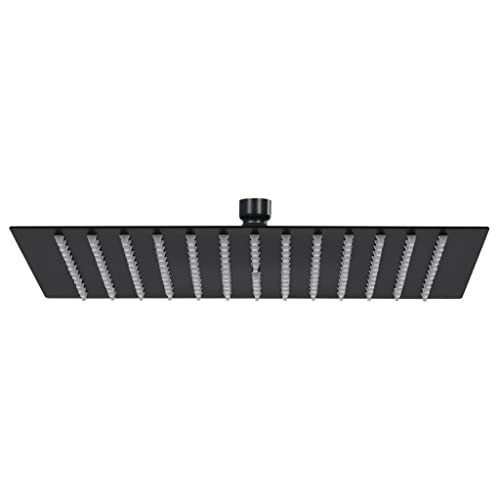 vidaXL Regenbrause Anti-Kalk-Düsen Brausekopf Duschkopf Kopfbrause Regendusche Duschbrause Wand Decke Edelstahl 30x30cm Quadrat Schwarz von vidaXL